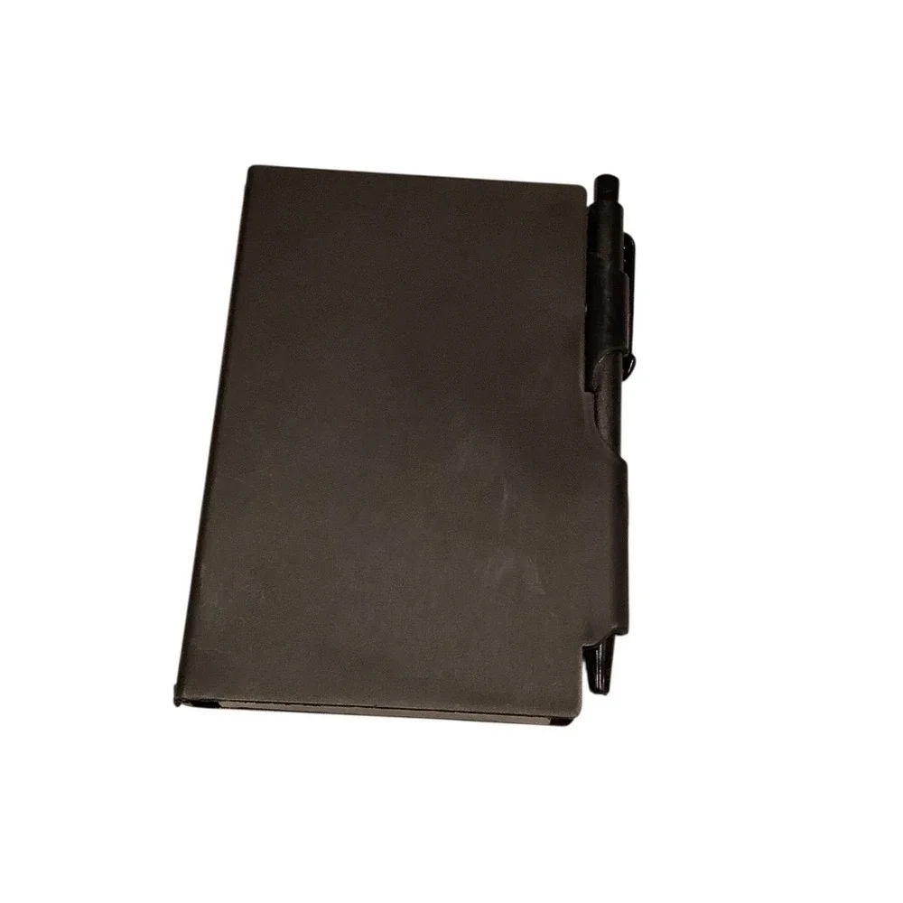 Mini Black Notebook Set With Pen 10 Pc Molded Plastic‎ Cover Blank Notepads 4in